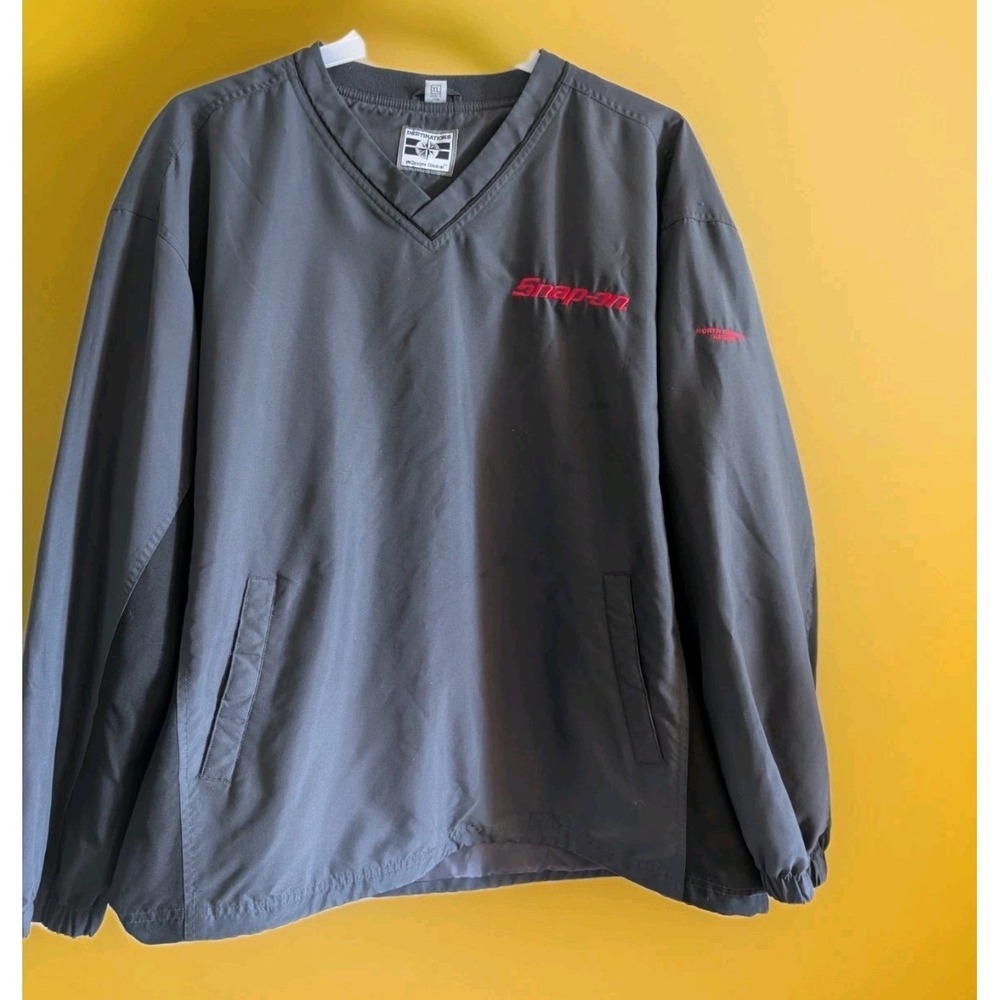 Snap-on Toools Jacket Mens XL Gray Black Pullover V- Neck Windbreaker Tools